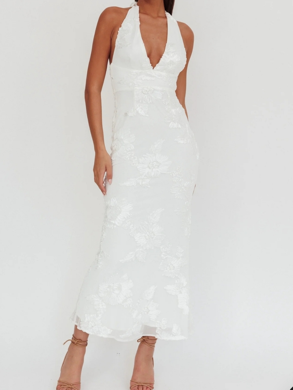 Saints & Secrets NWT Cipriana Backless Halter Maxi Dress White Size XL